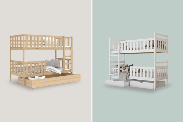 Lits supperposés en bois naturel